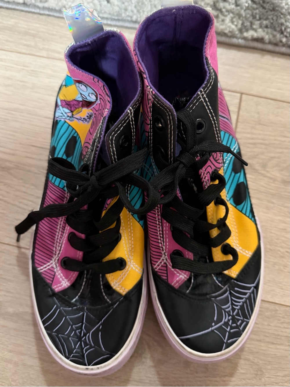Disney Yellow and Black Kids Shoe with Purple Interior